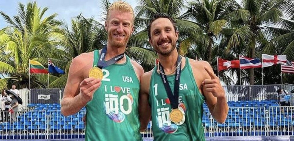 Chase Budinger and Miles Evans with their gold medals